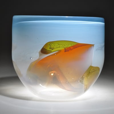 Franz Winkelkotte, Studioglas, Glaskunst, Gefäß, vessel, schwarzlot, Malerei, Holperdorp, geblasenes Glas, hotglass,