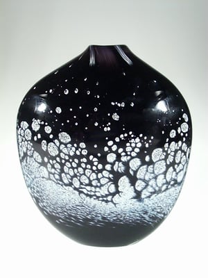 Xavier de Mirbeck, Studioglas, geblasene Kunst, Landschaft, Vase, schwarzweiss, Paris