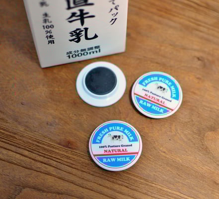 牛乳瓶のふた風デザイン　丸型マグネット
