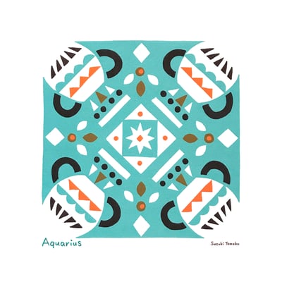 シルクスクリーン  12星座の色彩「水瓶座」