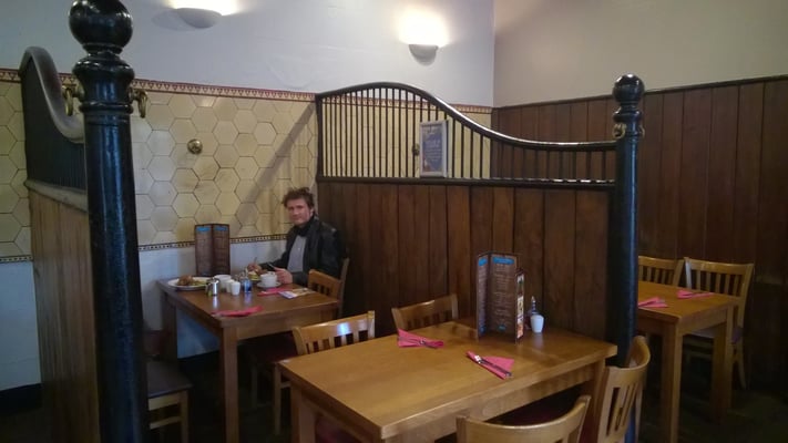 Lunch in the horse stall at the Coach Room.