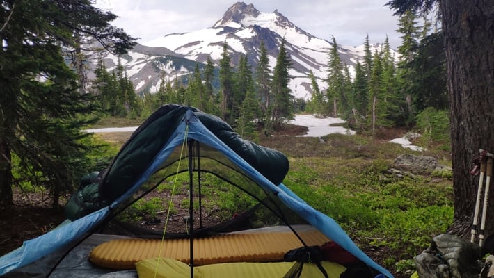Zeltplatz mit Blick auf den Mt Jefferson
