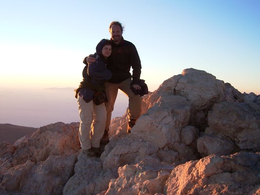 Teneriffa - Inselüberquerung 2007, auf dem Gipfel des Teide (3.718m) bei Sonnenaufgang