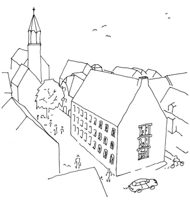 Skizze Rathausergänzungsgebäude Pfullingen