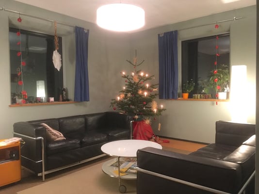 BERG das neue Wohnzimmer mit Weihnachtsbaum