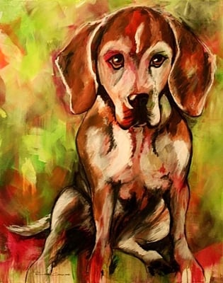 Beagle-Schönheit  80x100 Acryl auf Leinwand
