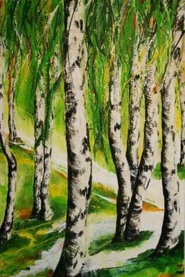 Frühling im Birkenwald     80x120       Acryl auf Leinwand    20151900