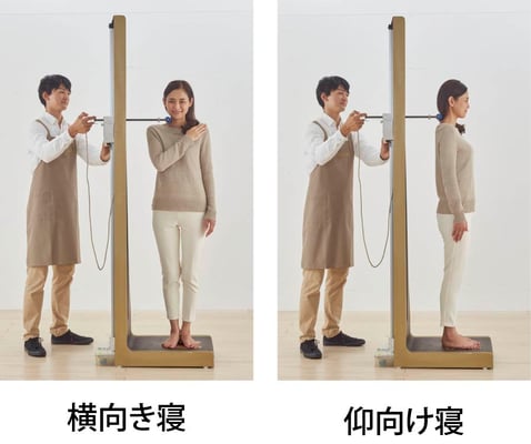 寝姿勢測定 立った状態での測定 / フィットする眠りを提案するスリープキューブ和多屋