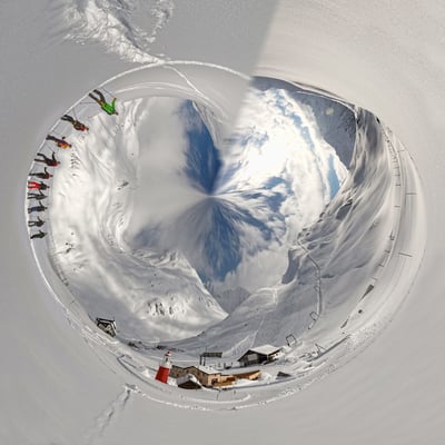 Little Planet Oberalppass mit Leuchtturm
