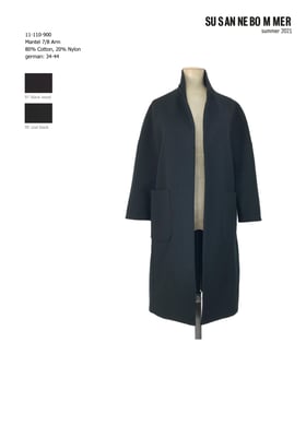 11-110-900,99  Coat 7/8  sleeves, coal black
