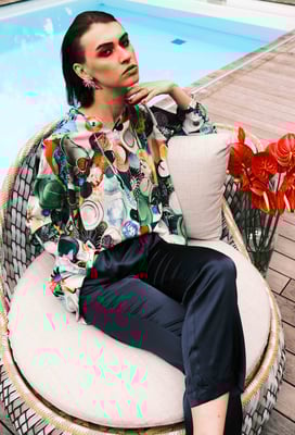 234 Denice Top  Print K16,  105 Britta Pants Navy