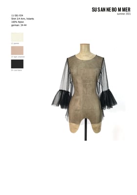 11-581-934, 99 Shirt 3/4 sleeves volants, coal black