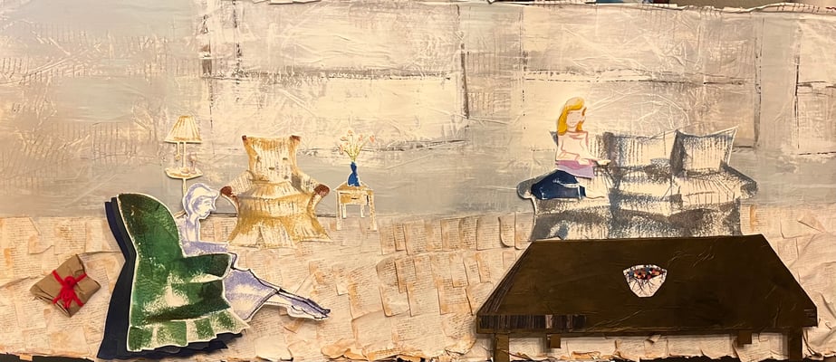 First moving parts multi-media collage.