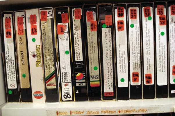 270 VHS-Video tapes containing films, footage and TV reports about Mahatma Gandhi and India's independence movement