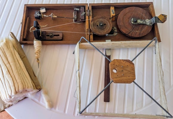 Book charkha (spinning wheel) presented by Prabhudas to Peter in Wardha, 1986.