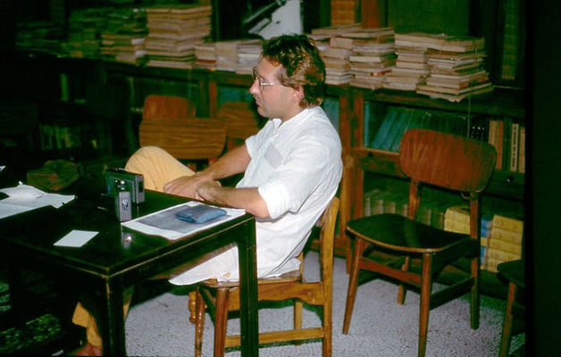 Peter Rühe during an interview by oral historian and journalist, Hiro Shroff, at Mani Bhavan, Mumbai, 1989