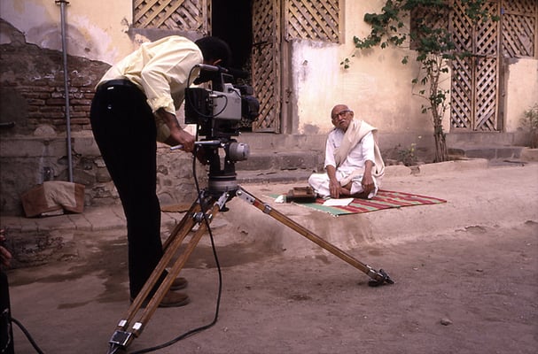 Prabhudas Gandhi during a TV-recorded interview at Kasturba Ashram near Rajkot, January 1, 1988.