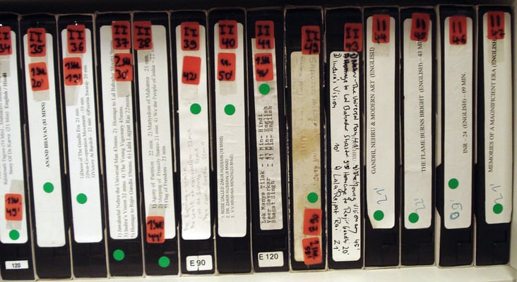 270 VHS-Video tapes containing films, footage and TV reports about Mahatma Gandhi and India's independence movement