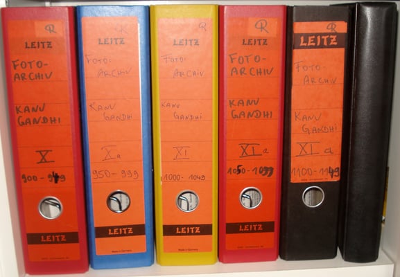 35 lever-arch files with the complete photo collection of Kanu Gandhi, c. 2000 modern photographs and c. 4000 repro-negatives