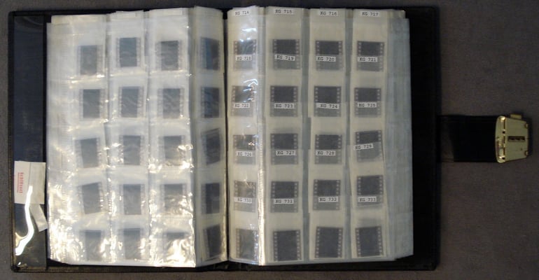 4 albums each containing a set of c. 1450 numbered repro-negatives of the Kanu Gandhi photo collection