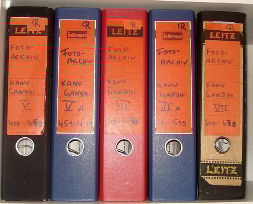 35 lever-arch files with the complete photo collection of Kanu Gandhi, c. 2000 modern photographs and c. 4000 repro-negatives