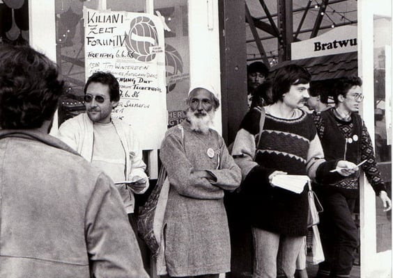 Peter Rühe with Sunderlal Bahuguna (Chipko movement) during the first German Environment Day at Würzburg, 1986