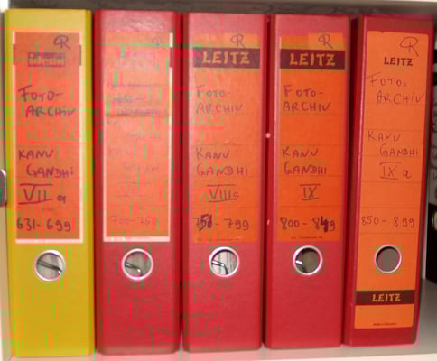 35 lever-arch files with the complete photo collection of Kanu Gandhi, c. 2000 modern photographs and c. 4000 repro-negatives