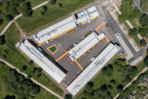 Dreikönigsgymnasium Interimscontainer, Luftbild