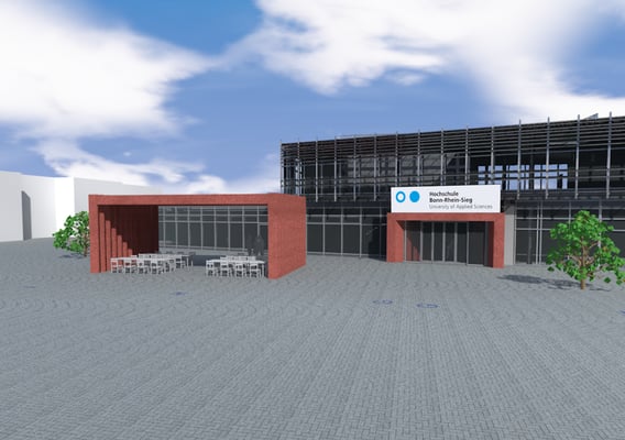 Erweiterung Mensa Hochschule Bonn-Rhein-Sieg in Rheinbach, Eingangsbereich