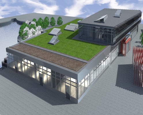 Erweiterung Mensa Hochschule Bonn-Rhein-Sieg in Rheinbach, Animation Entwurf