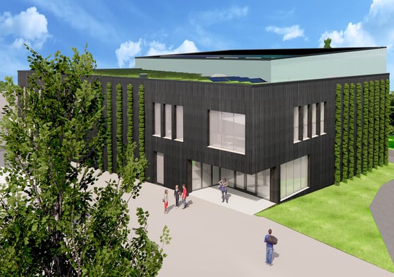 Neubau "KulTurnhalle" Neunkirchen-Seelscheid, Ansicht Haupteingang