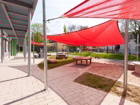 Neubau Kita Förderstraße in Essen, unter Segeln