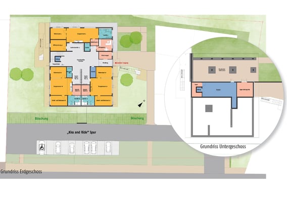 Neubau Kita Hasslinghausen Sprockhövel, Grundriss EG und UG