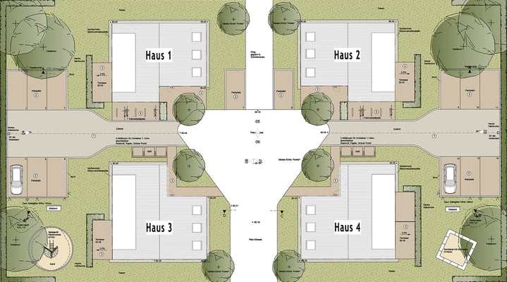 405 Neubau von 4 geförderten Wohnhäusern im Pater-Prinz-Weg in Köln-Rondorf, Lageplan