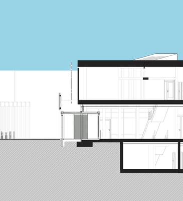 Erweiterung Mensa Hochschule Bonn-Rhein-Sieg in Rheinbach, Schnitt