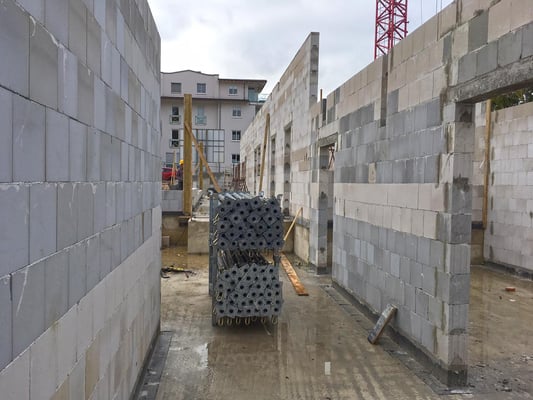 Neubau Kindertagesstätte Schulstraße Wülfrath, bald wird die Decke des Erdgeschosses in Angriff genommen