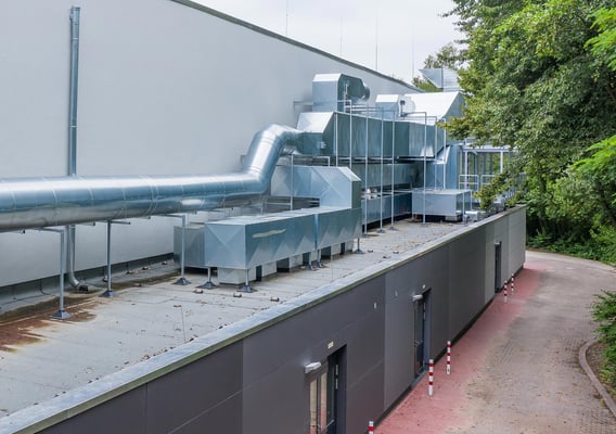 Sanierung Sporthalle Johannes Gutenberg Realschule in Dortmund, technische Anlagen zum neuen Lüftungskonzept