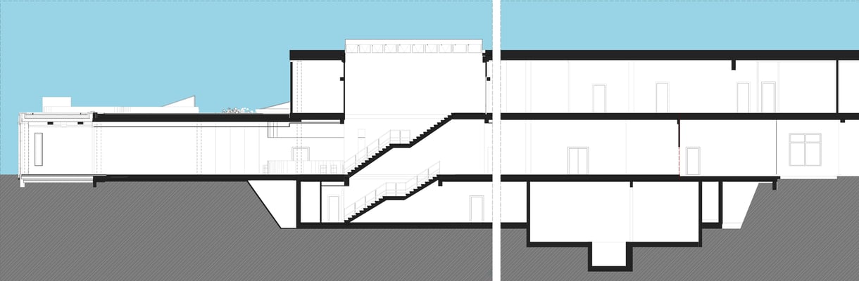 Erweiterung Mensa Hochschule Bonn-Rhein-Sieg in Rheinbach, Schnitt