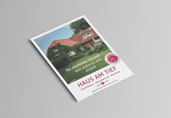 Kunde: Ferienhof Janssen Horumersiel | Skills: Idee, Konzept, Grafik und Umsetzung Flyer A5 Ferienhaus. 