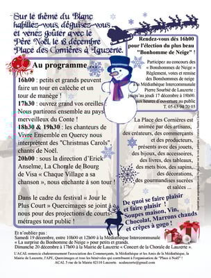 Programme pour la manifestation Place à Noël 2015, réalisation Sandra Clerbois