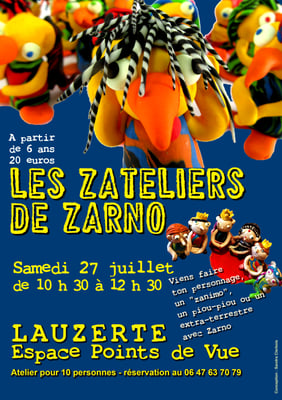Affiche pour le stage de Zarno à l'Espace Points de Vue, réalisation Sandra Clerbois