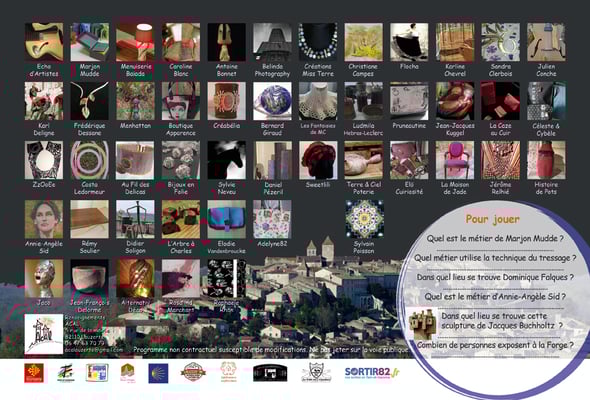 Programme pour les Journées Européennes des Métiers d'Art Lauzerte, réalisation Sandra Clerbois