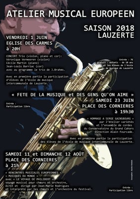 Affiche pour les concerts de l'association Atelier Musical Européen, réalisation Sandra Clerbois