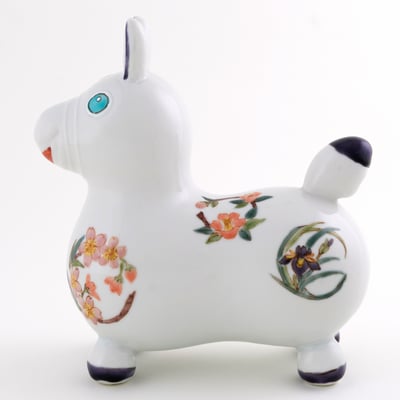 九谷焼ロディの画像　RO-8　前田敦子作　色絵丸紋草花　上代13000円