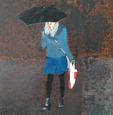 RAINY DAY, 30X30, ACRYL AUF EISENPLATTE, VERKAUFT