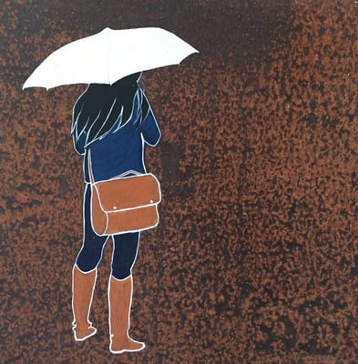 RAINY DAY, 30X30, ACRYL AUF EISENPLATTE,VERKAUFT