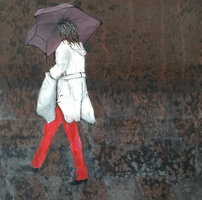 RAINY DAY, 30X30, ACRYL AUF EISENPLATTE, VERKAUFT