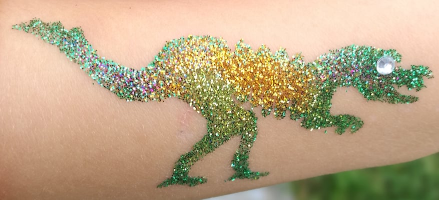 Glitzer Tattoo T-Rex Penzberg Geburtstagsparty Kindergeburtstag