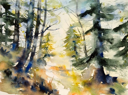 Aquarelle de sous-bois