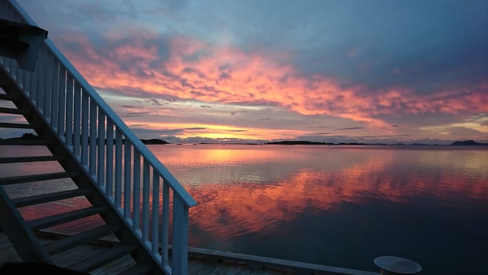 Ausblick von der Terrasse in Norwegen